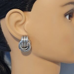 Vintage Napier Silver Love Knot Door Knocker Earrings
